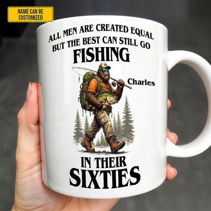 Still Fishing In Their Sixties - Personalized Fishing White Mug