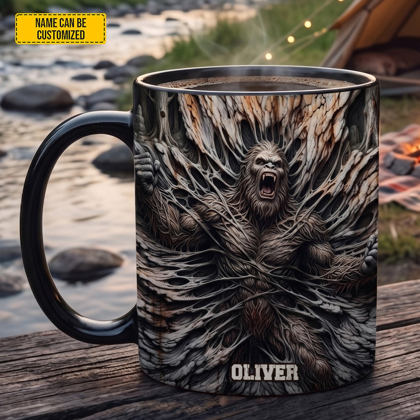 Wrath Of The Woods – Personalized Bigfoot Black Mug
