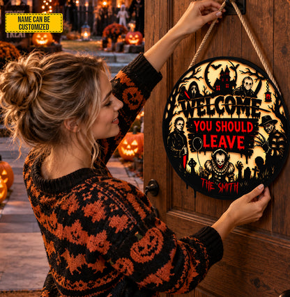 Personalized Horror Halloween Wood Sign – Custom Family Name Wall Decor