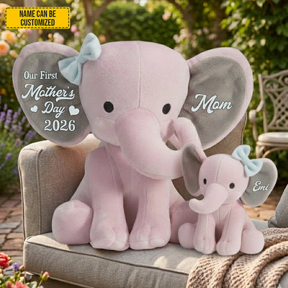 Personalized First Mother's Day Elephant Pillow
