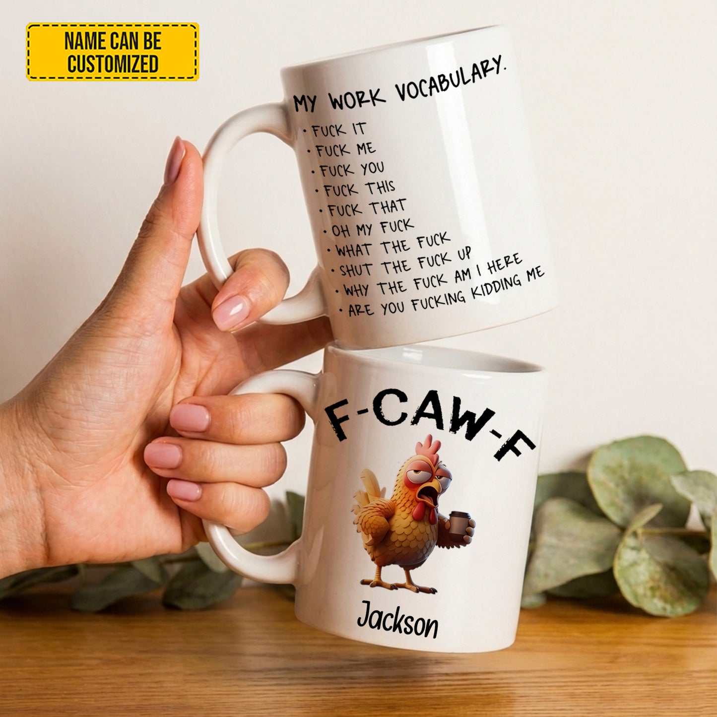 Personalized F-Caw-F Funny Chicken Mug