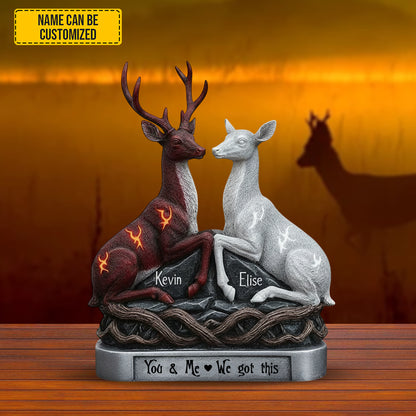 You & Me Deer Heart – Personalized Hunting Couple Acrylic Plaque