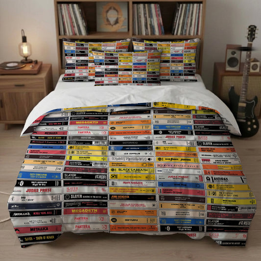 Classic Rock Metal Cassette Bedding Set -Gift For Rock Music Lovers