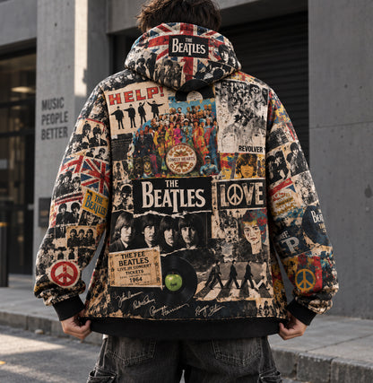 The Beatles Abbey Road Vintage Collage All Over Print Hoodie