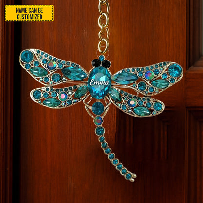 Personalized Sparkle Dragonfly Faux Keychain