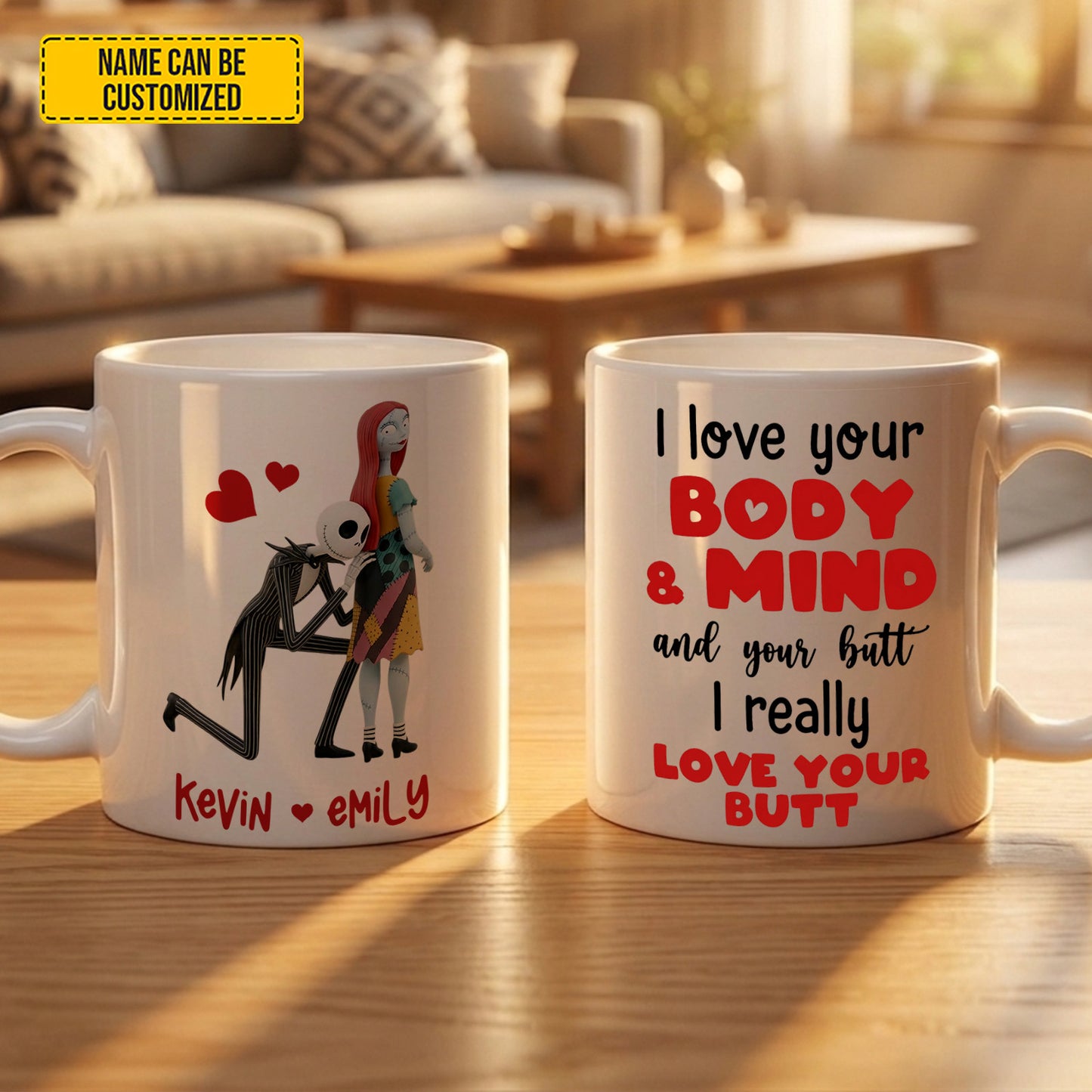 I Love Your Body - Personalized Couple Gothic White Mug