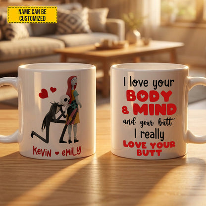 I Love Your Body - Personalized Couple Gothic White Mug
