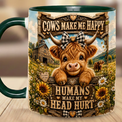 Cows Make Me Happy - Personalized Cow Accent Mug