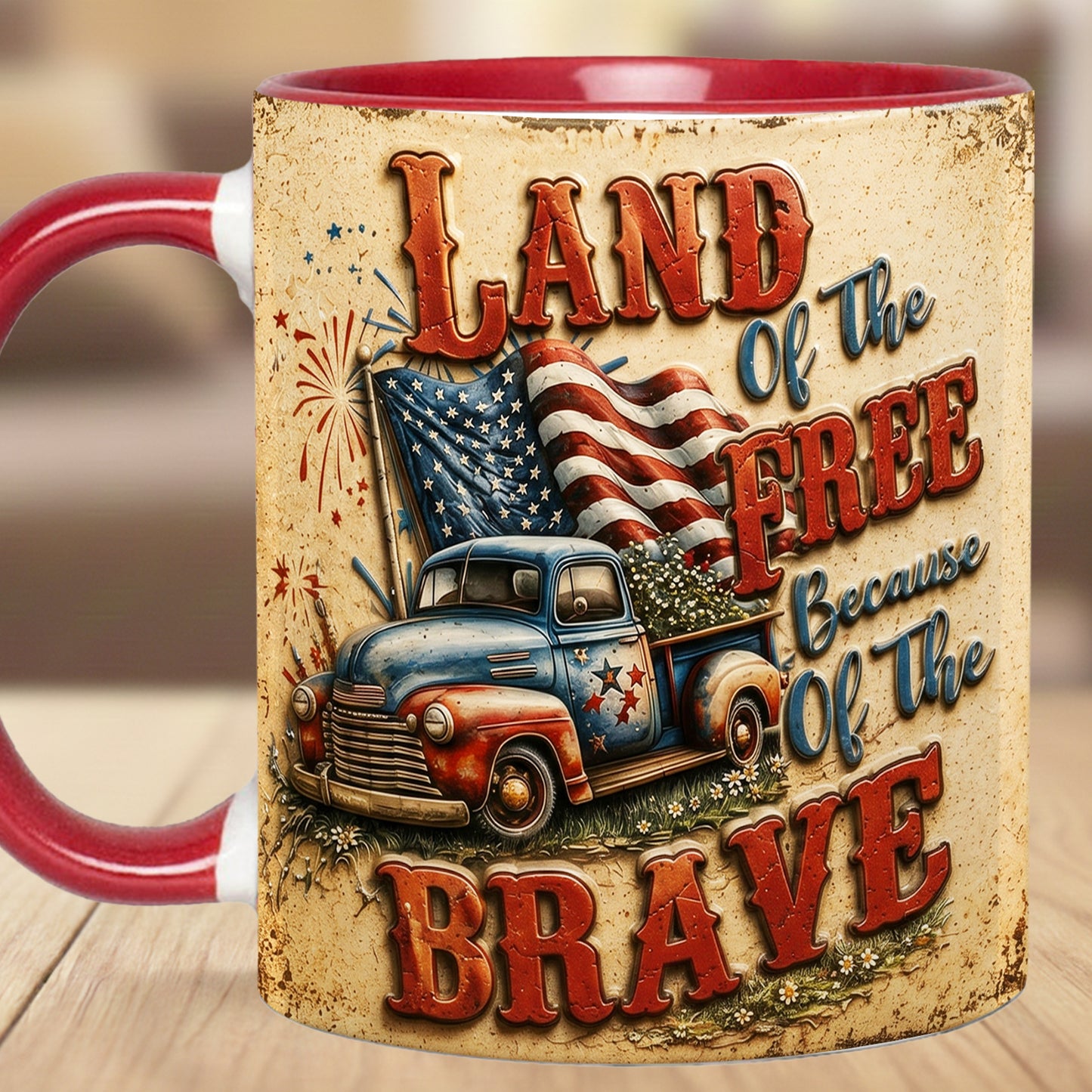 Land Of The Free - Truck Patriotic Accent Mug