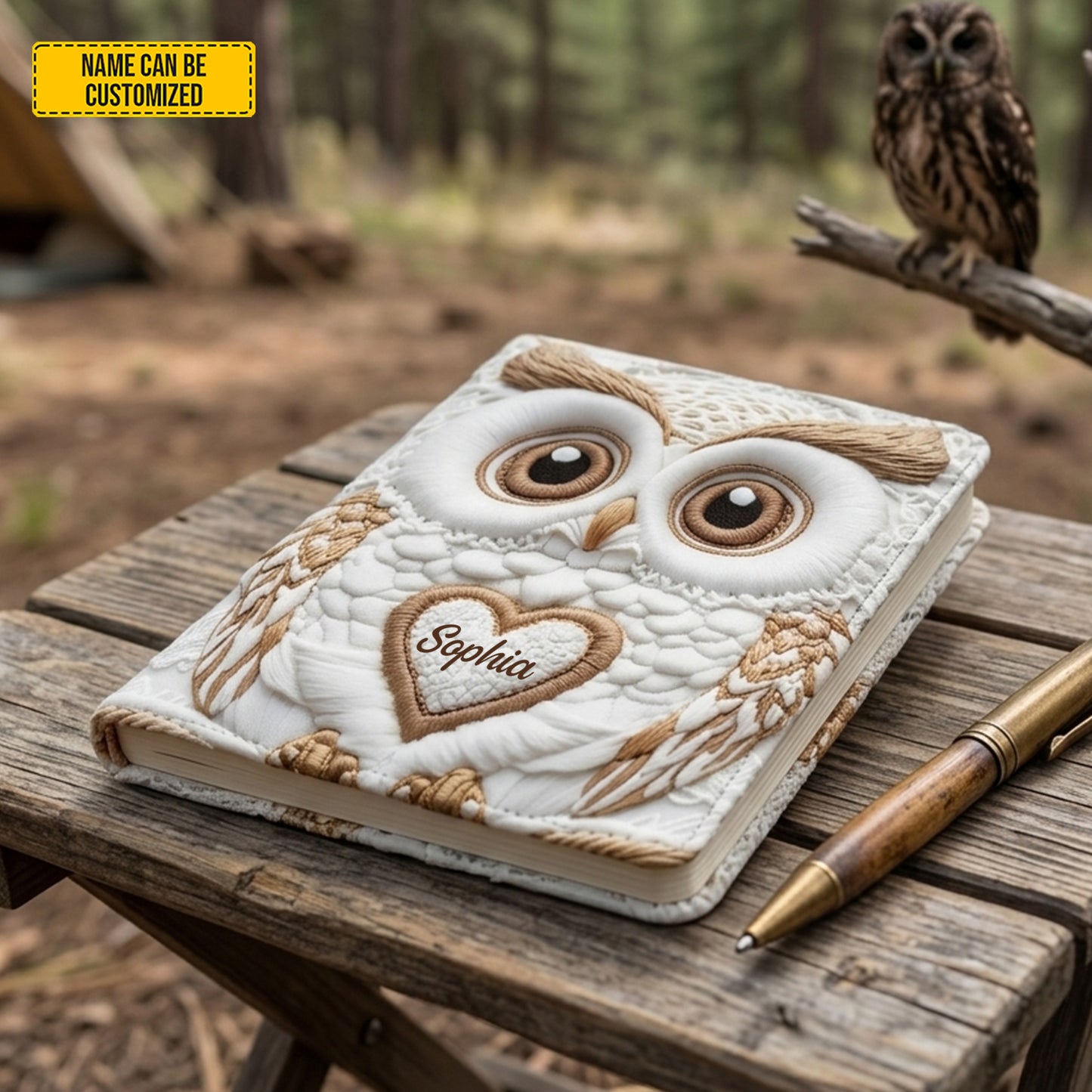 Personalized Beautiful Owl Leather Journal