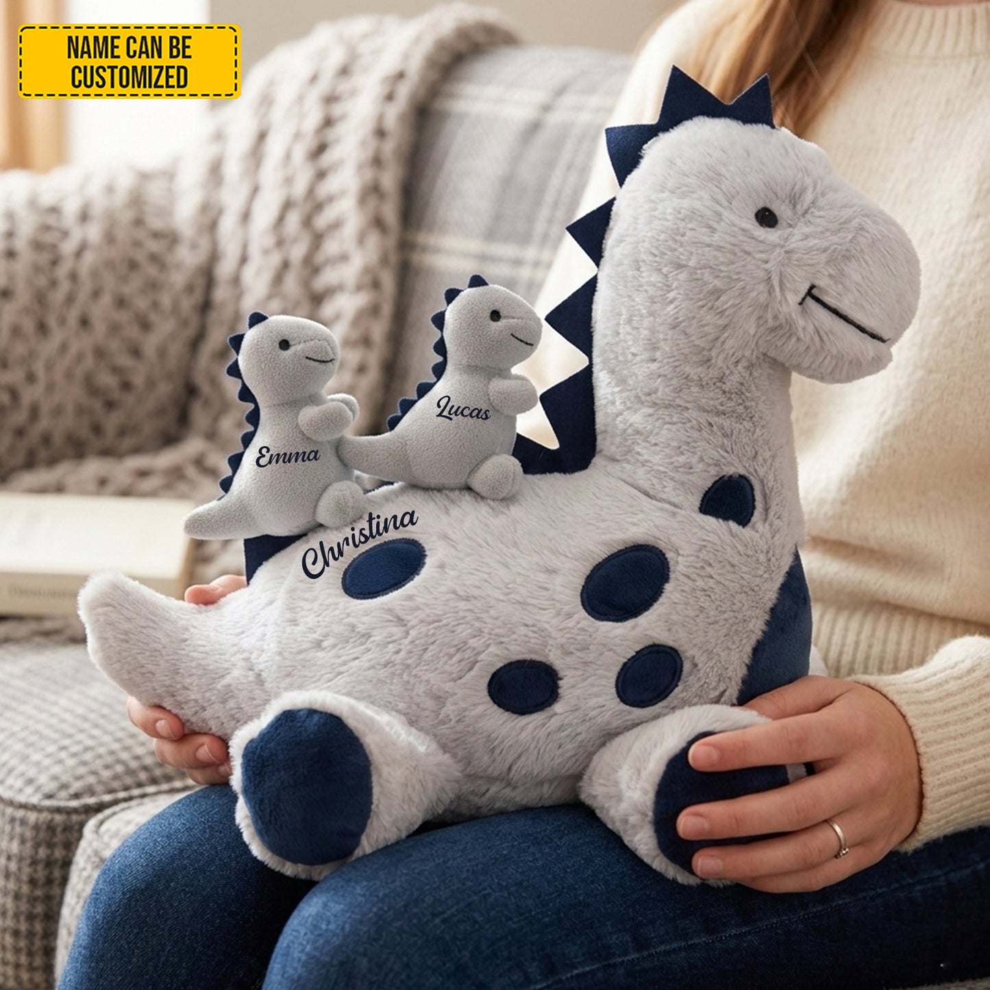 Nana Dinosaur Gift For Mom Grandma – Personalized Grandma Faux Fur Shaped Pillow