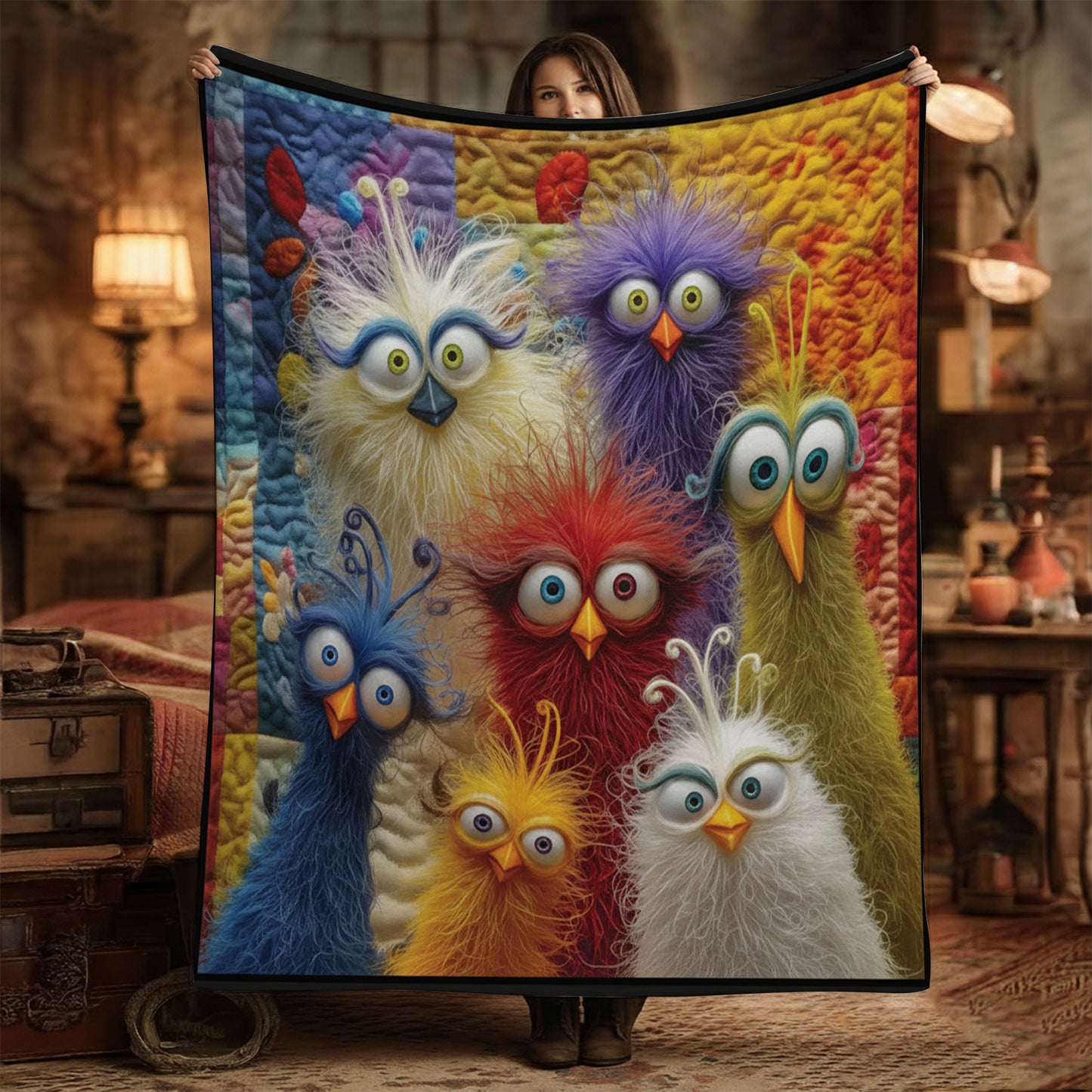 Personalized Funny Chicken Colorful Blanket