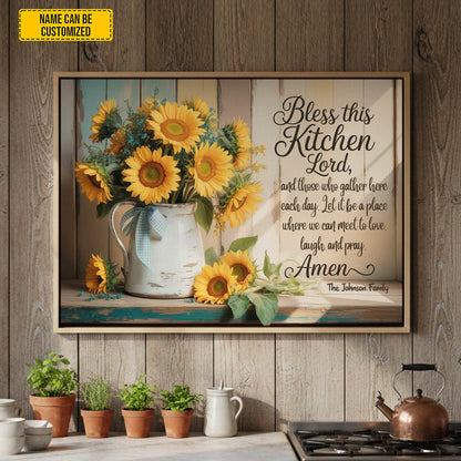 Personalized Sunflower Mom Kitchen Poster Canvas