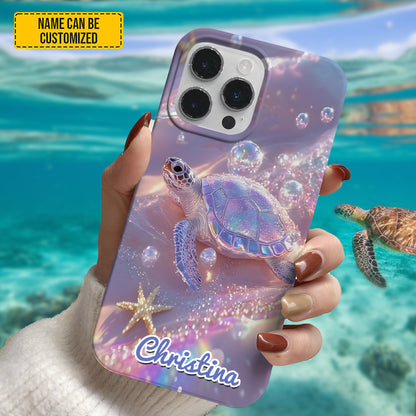 Personalized Sparkle Ocean Turtle Phone Case