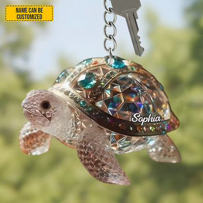 Personalized Sea Turtle Jewel Keychain