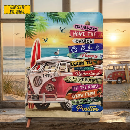 Personalized Hippie Van Leather Journal