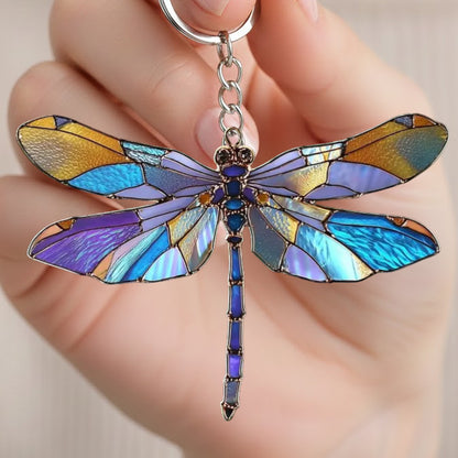 Colorful Dragonfly Faux Keychain