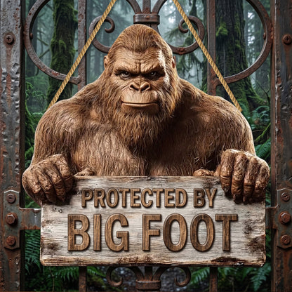 Protected By Bigfoot Wooden Sign