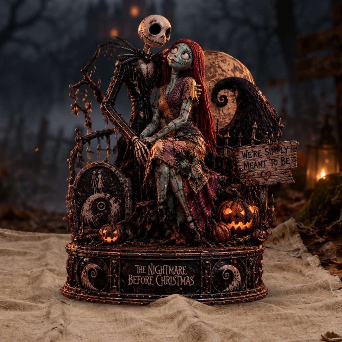 Gothic Skeleton Couple Eternal Love – Collectible Acrylic Halloween Table Decor