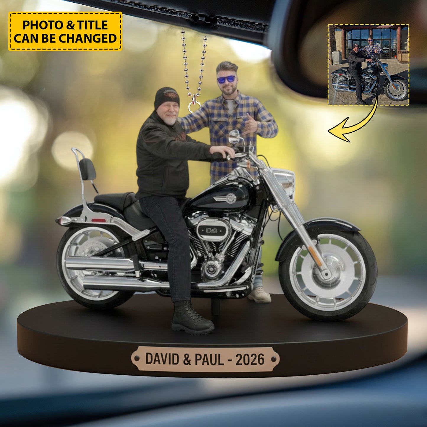 Biker Legacy – Personalized Motorcycle Photo Car Ornament
