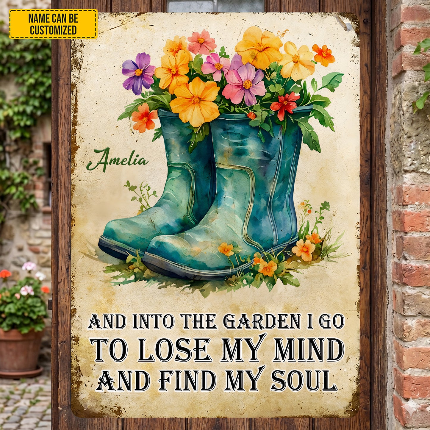 Into The Garden - Personalized Boots Metal Sign