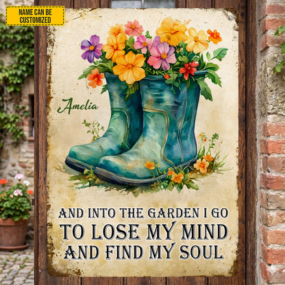 Into The Garden - Personalized Boots Metal Sign