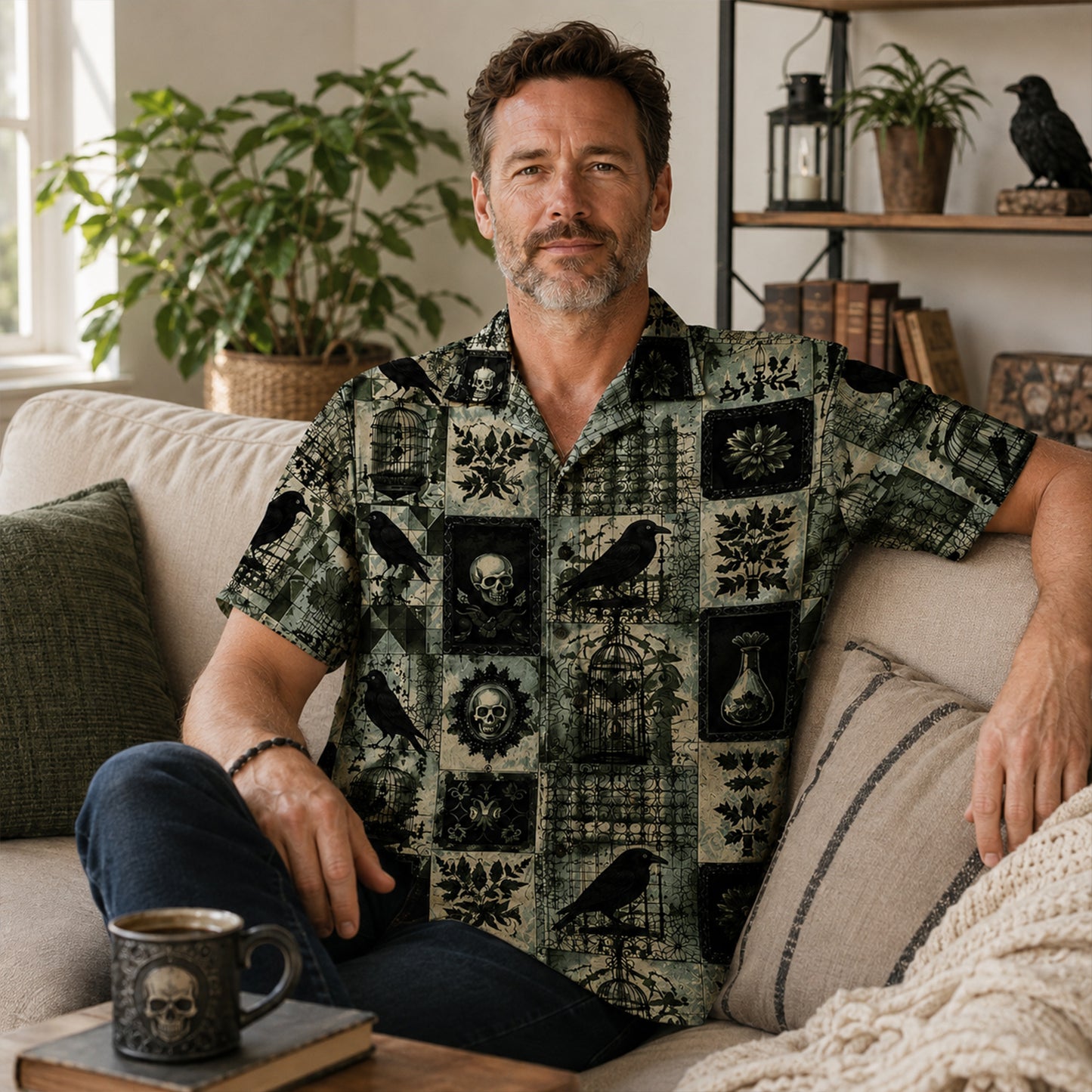 Raven’s Midnight Garden – Gothic Hawaiian Shirt