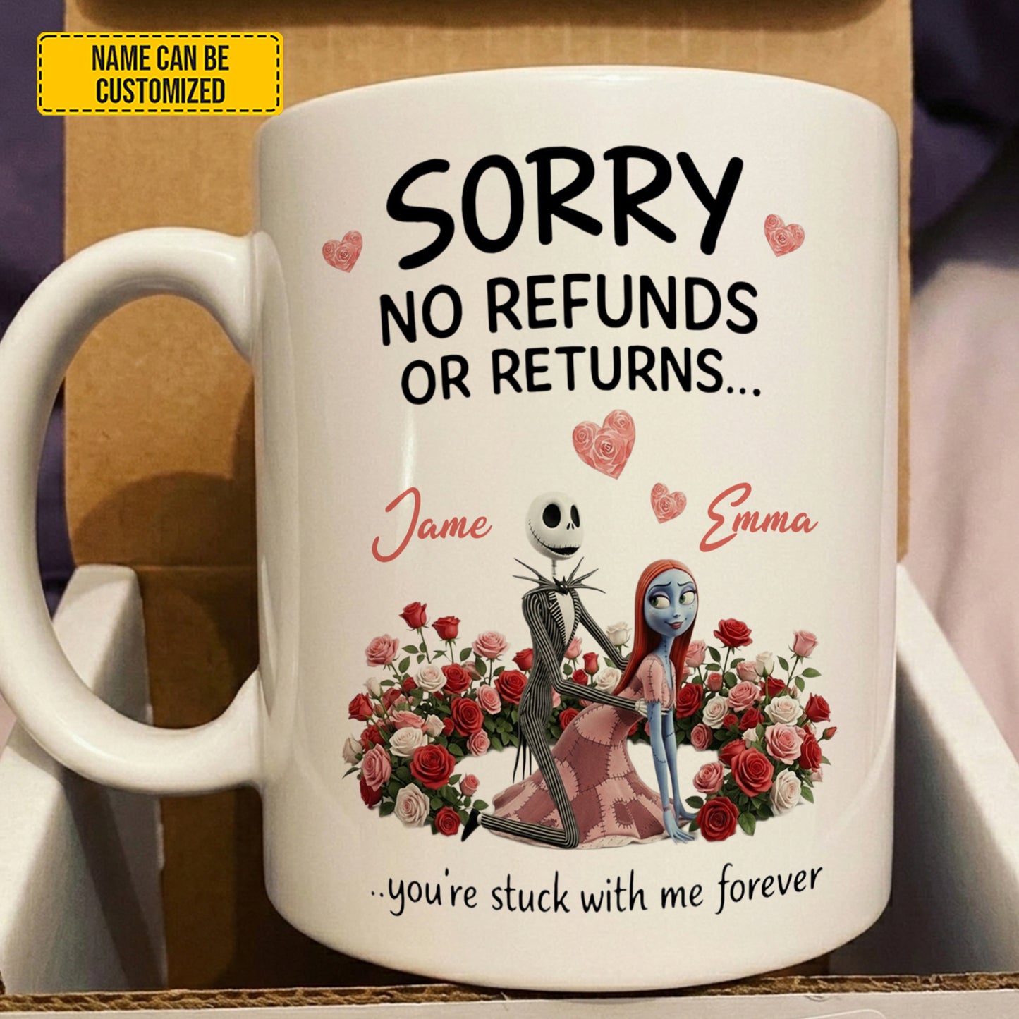 No Refunds - Personalized Couple White Mug