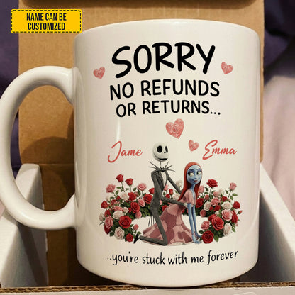 No Refunds - Personalized Couple White Mug