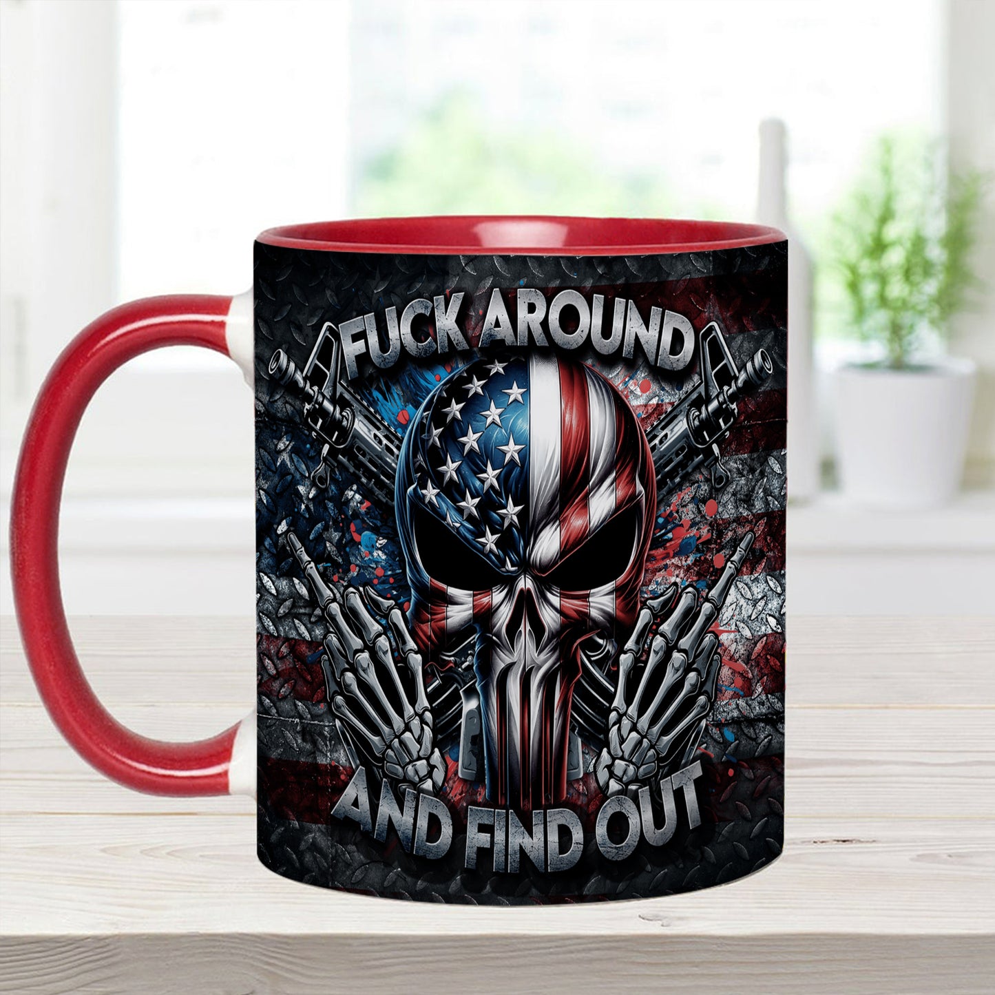 Bold Patriotic Skull Accent Mug