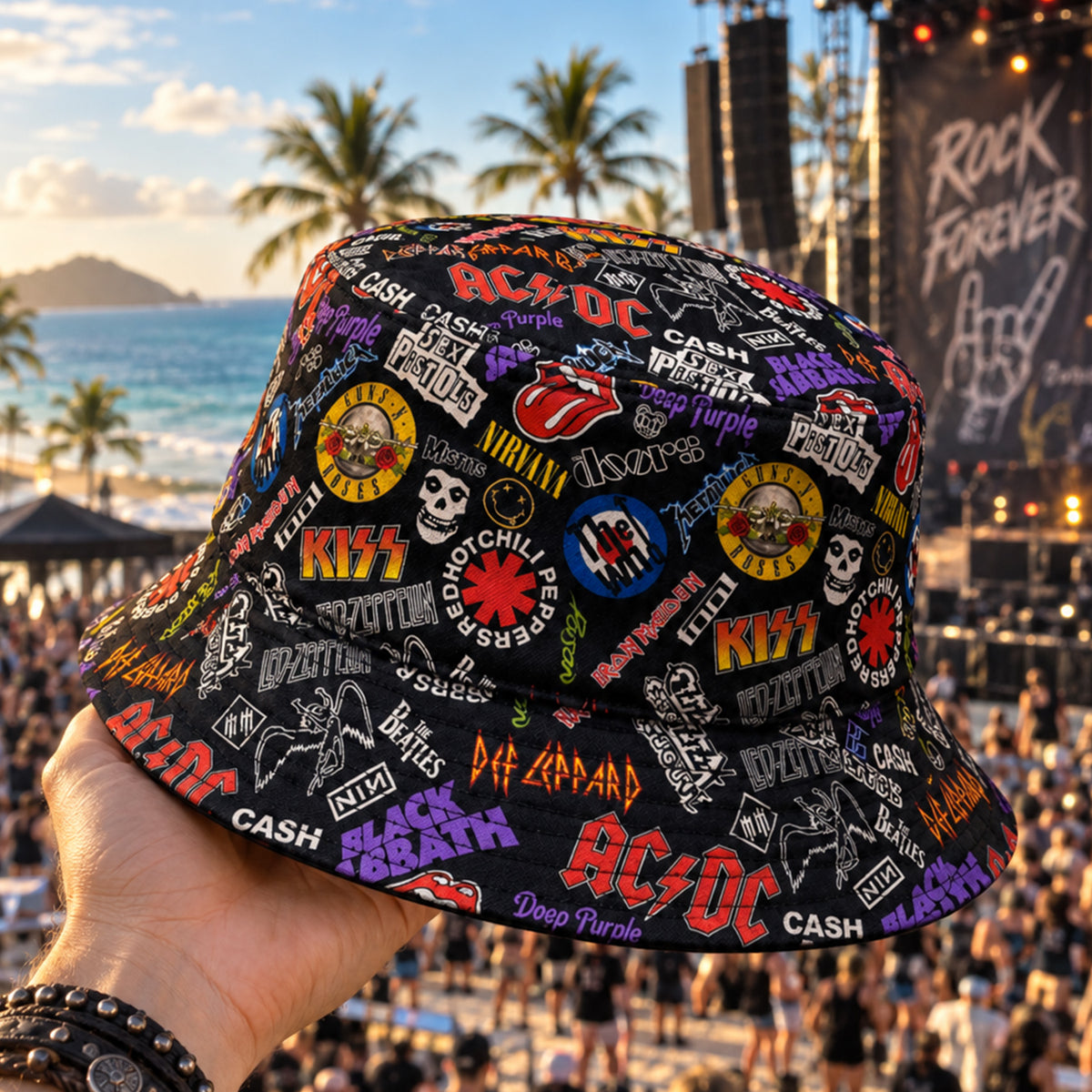 Classic Rock All Over Bucket Hat Version 4