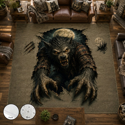 Fierce Werewolf 3D Illusion Area Rug