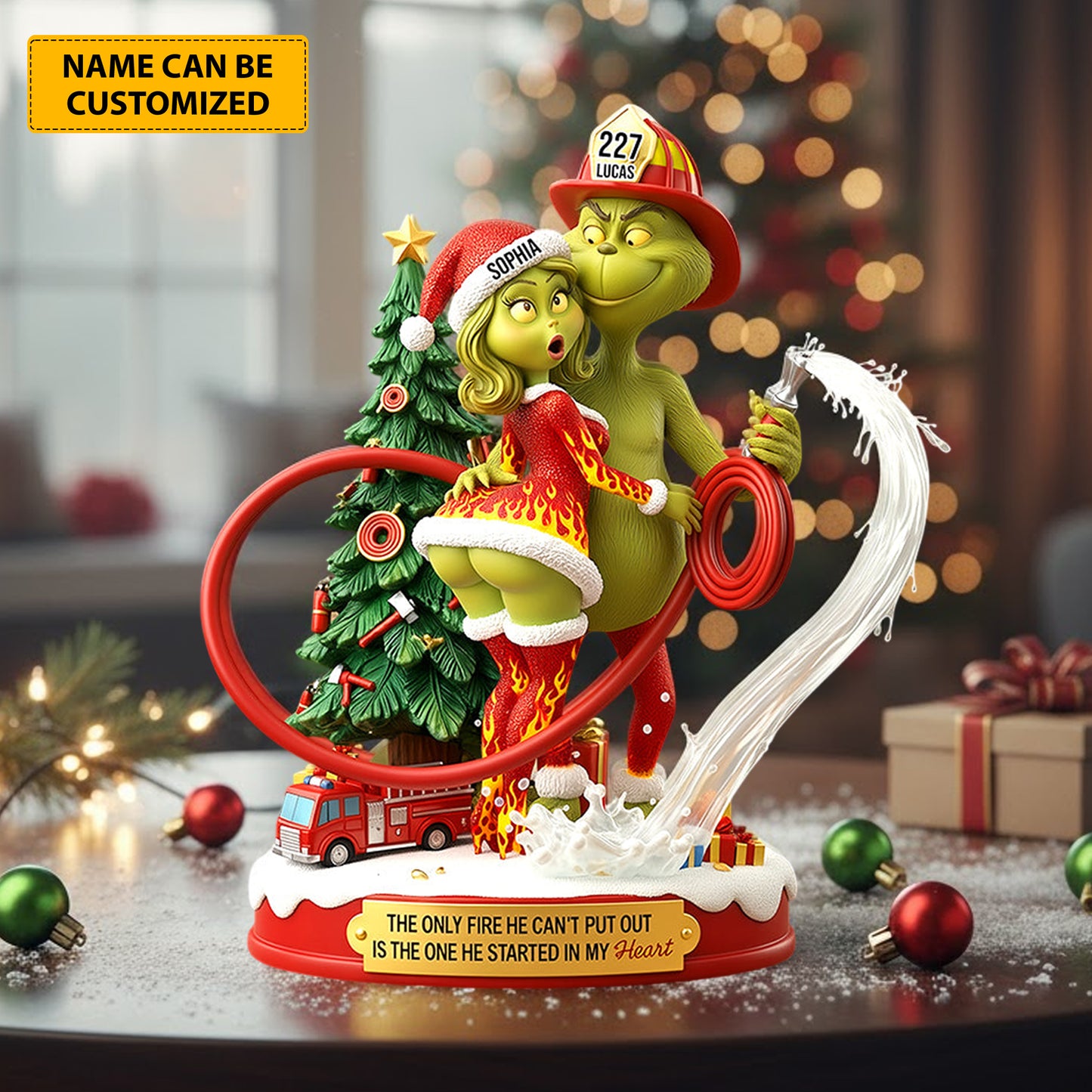 Naughty Green Lovers – Personalized Christmas Acrylic Plaque