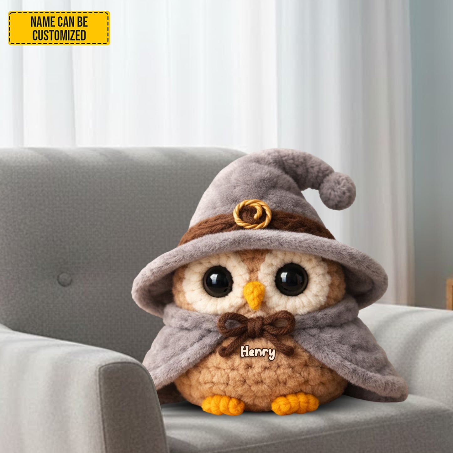 Personalized Cute Owl With Witch Hat Custom Shaped Pillow