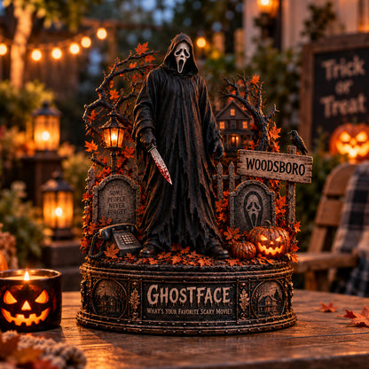 Ghostface Horror Wooden Block - Collectible Table Decor