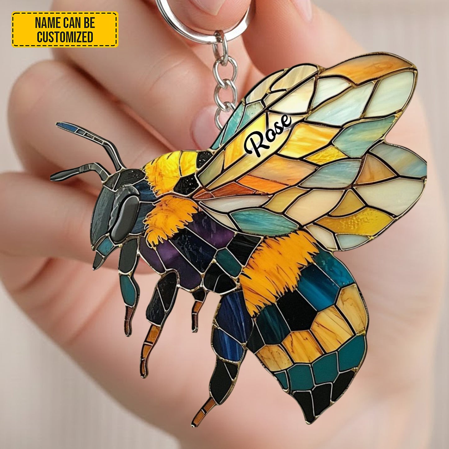 Bee Brings Coffee - Personalized Bee Keychain