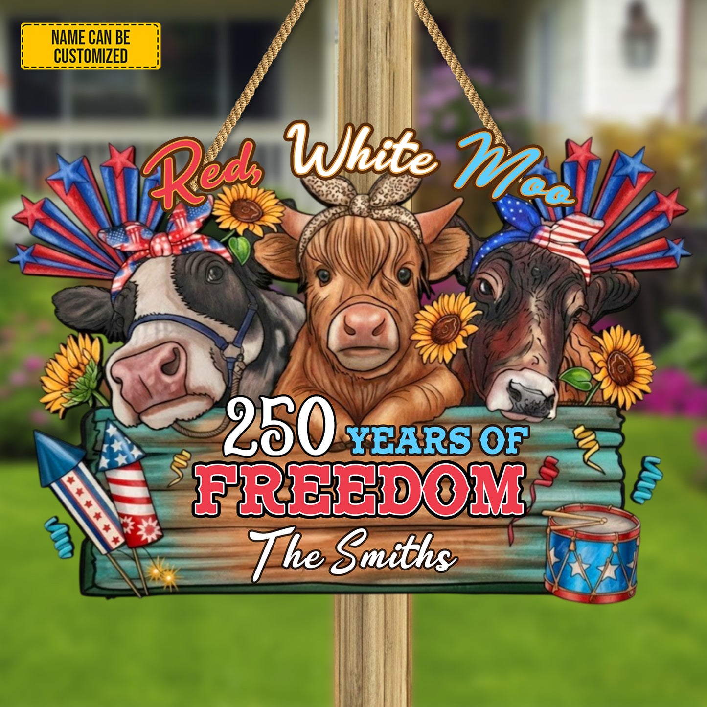 Red White Moo – Personalized Farmer Custom Shaped Wood Sign