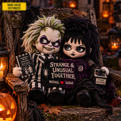 Personalized Strange & Unusual Together Gothic Couple Dolls Custom Shape Pillow