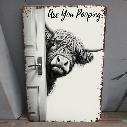 Funny Cow Metal Sign Bathroom - Perfect Gift For Home