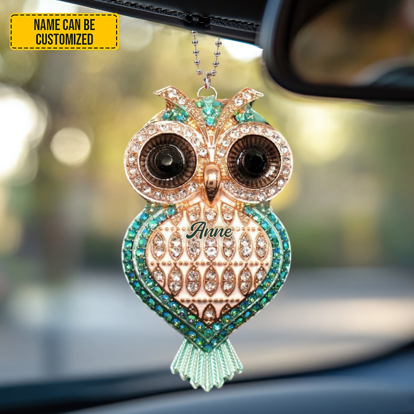 Personalized Crystal Owl Car Hanging Ornament