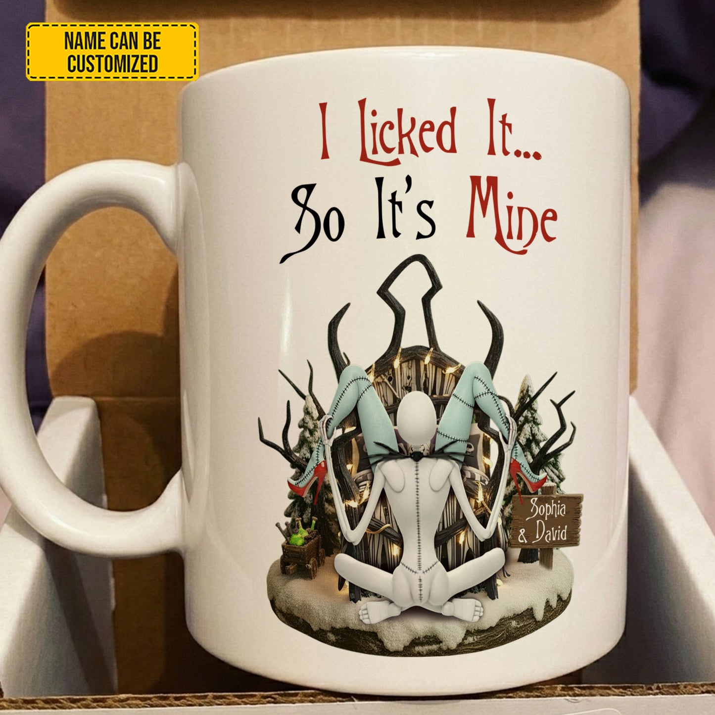 I Licked It - Personalized Couple Gothic White Mug