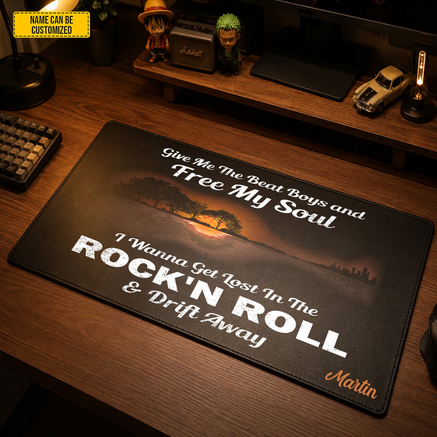 Rock ’N Roll & Drift Away – Personalized Classic Rock Desk Mat