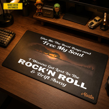Rock ’N Roll & Drift Away – Personalized Classic Rock Desk Mat
