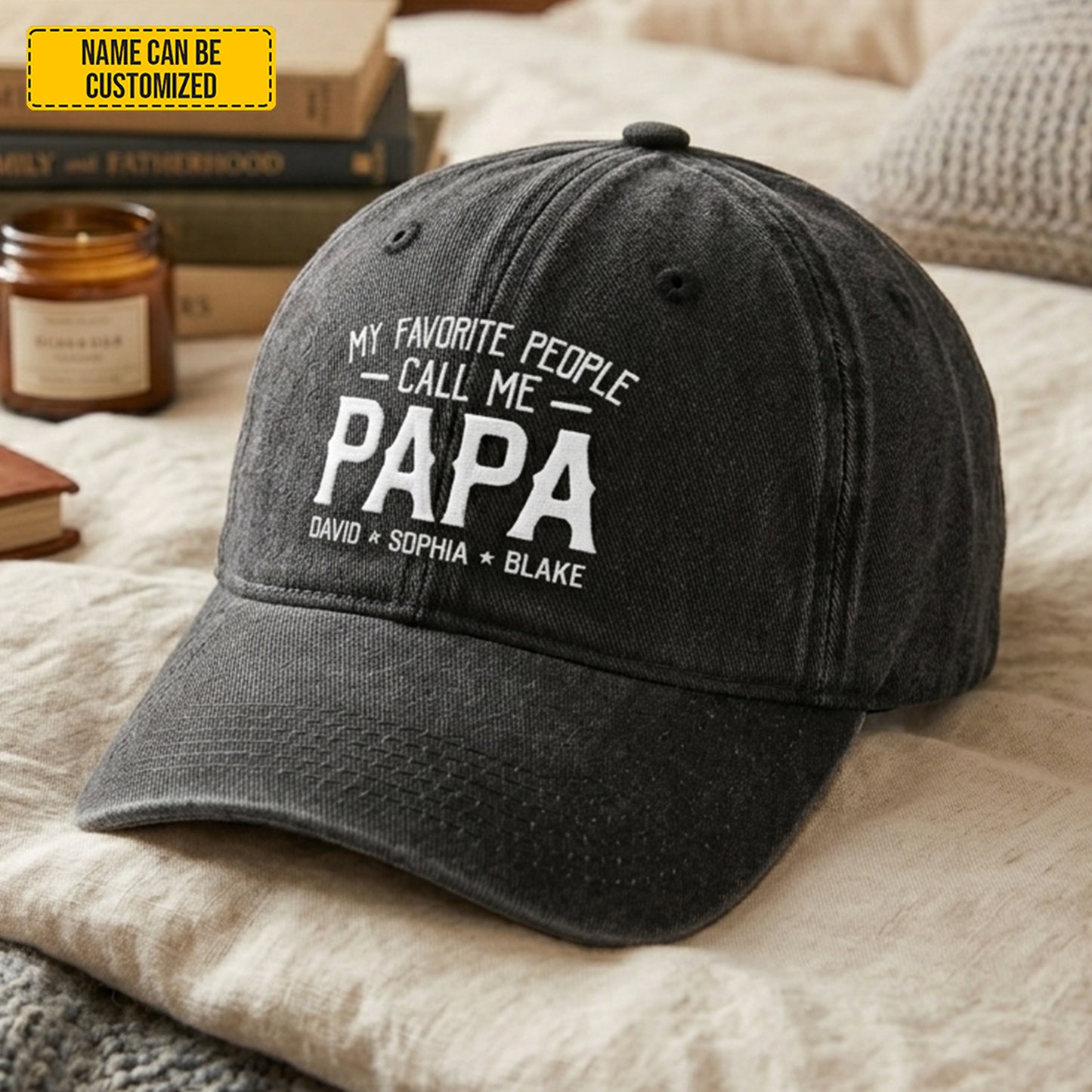 Favorite People Call Me Papa - Personalized Vintage Denim Cap