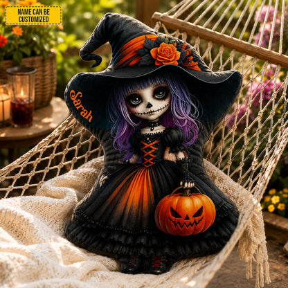 Personalized Gothic Witch Halloween Shape Pillow