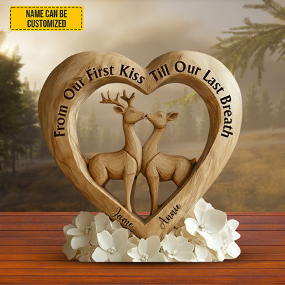 First Kiss to Last Breath – Personalized Deer Couple Acrylic Plaque