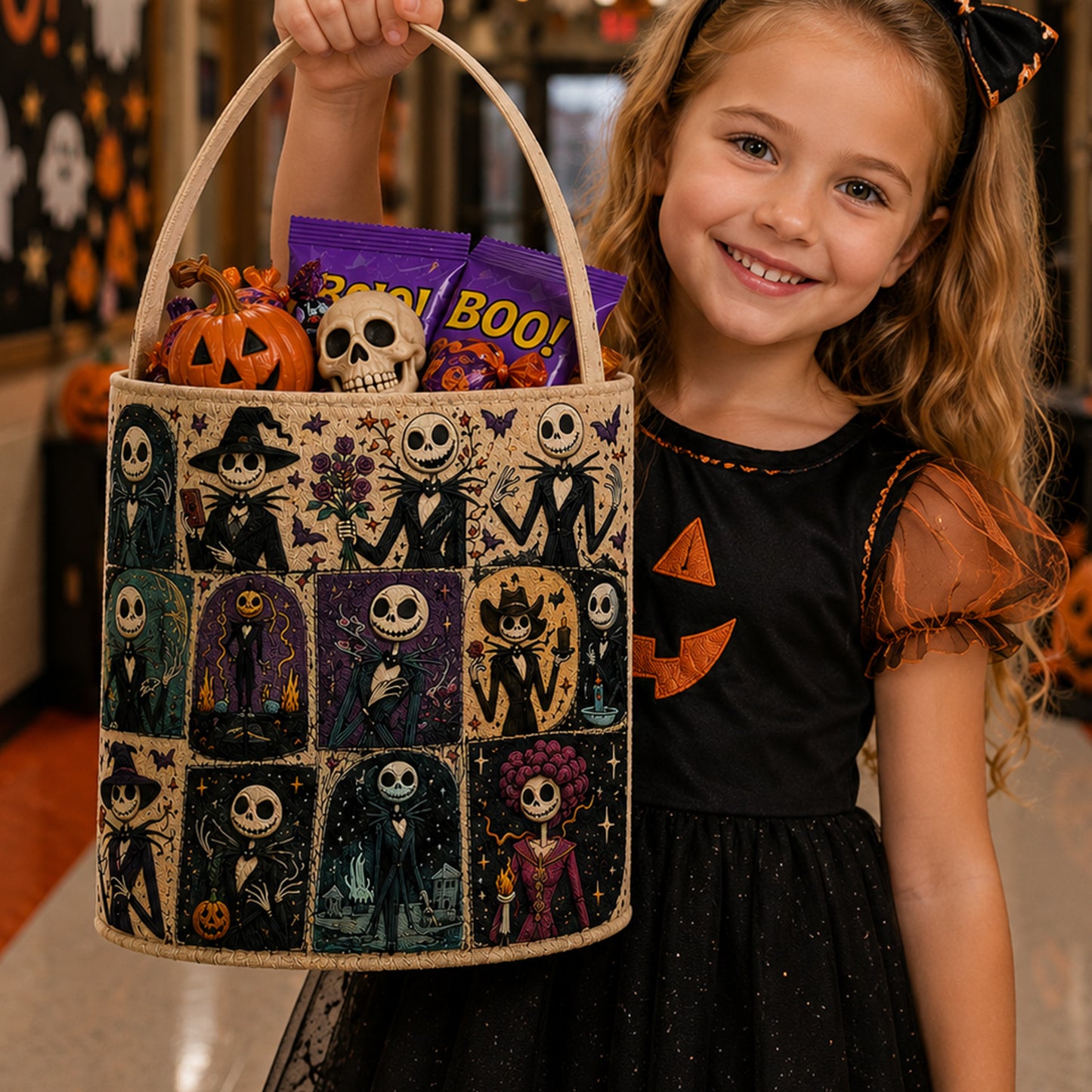 Halloween Skeleton Trick-or-Treat Candy Basket