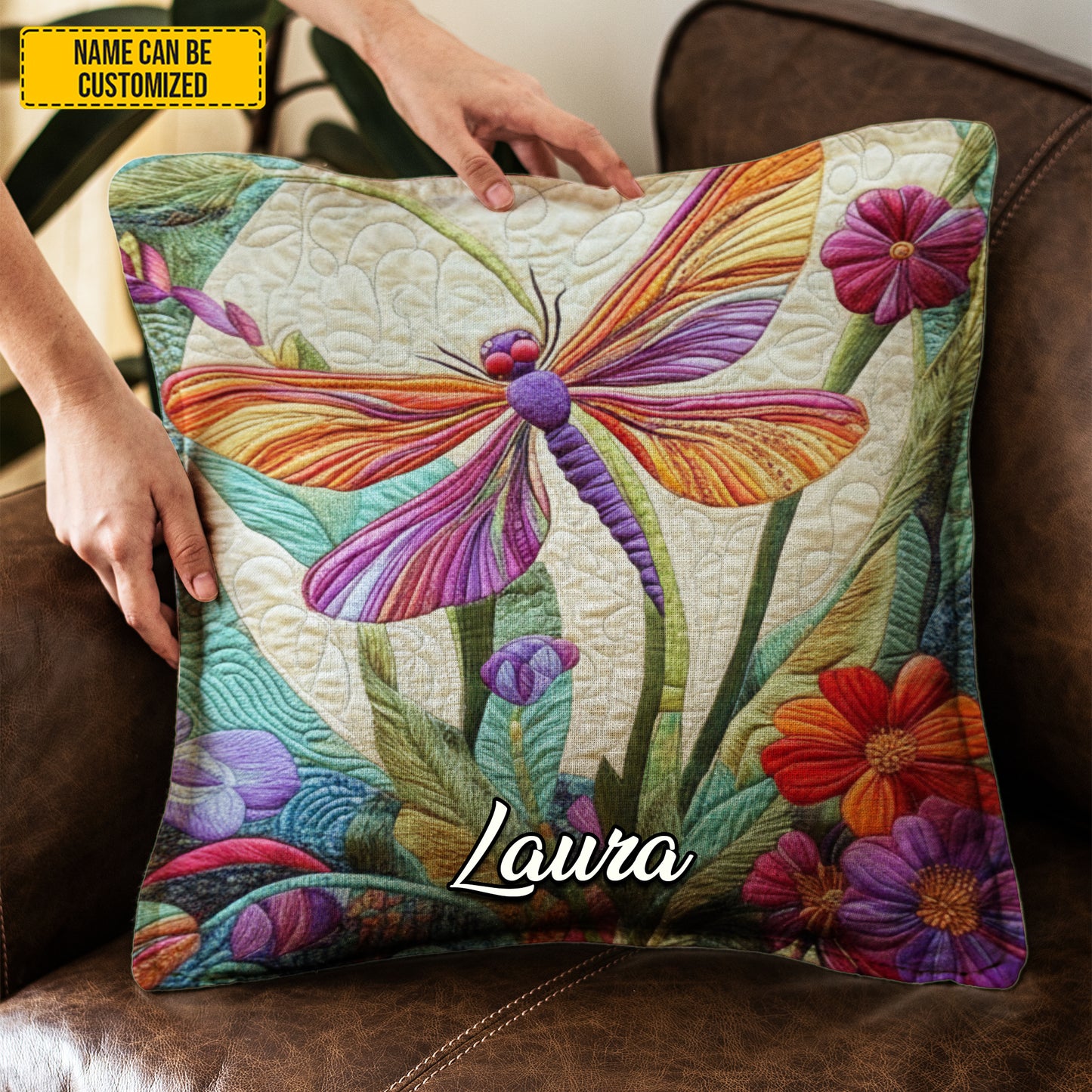 Personalized Colorful Dragonfly Pillow