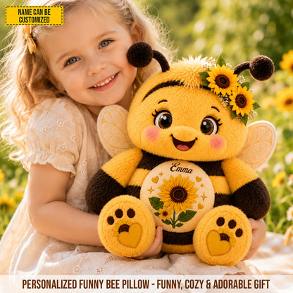 Personalized Cute Sunflower Bee Pillow