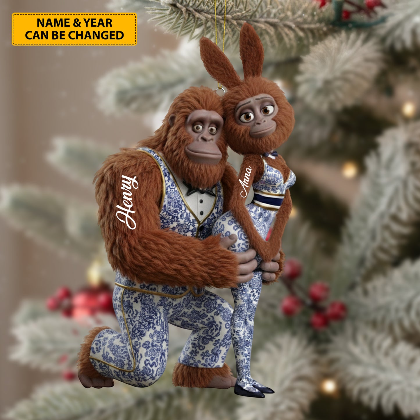 Toile in the Wild – Personalized Bigfoot & Bunny Ornament
